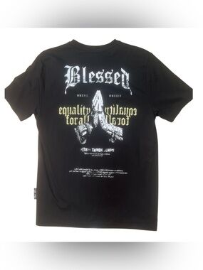 Sz M blessed Graphic Tee - Black Men's Short Sleeve Shirt